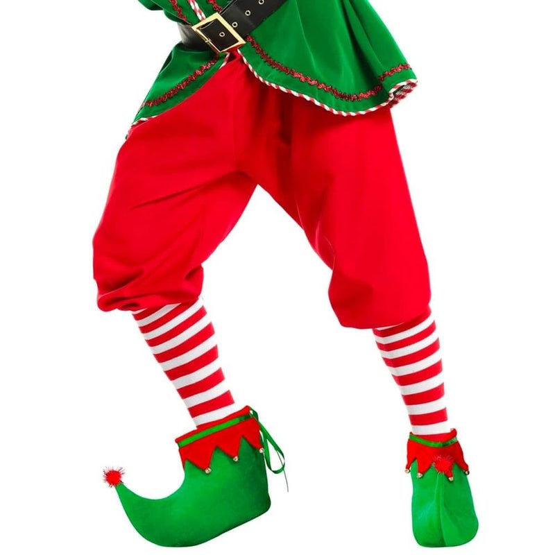 Amscan Green And Red Polyester Elf Shoes for Adults (1 Pair) - Unique Soft Elf Boots With Bells, Perfect Costume Accessory for Christmas, Cosplays, Themed Parties, Holidays & More - Image 4